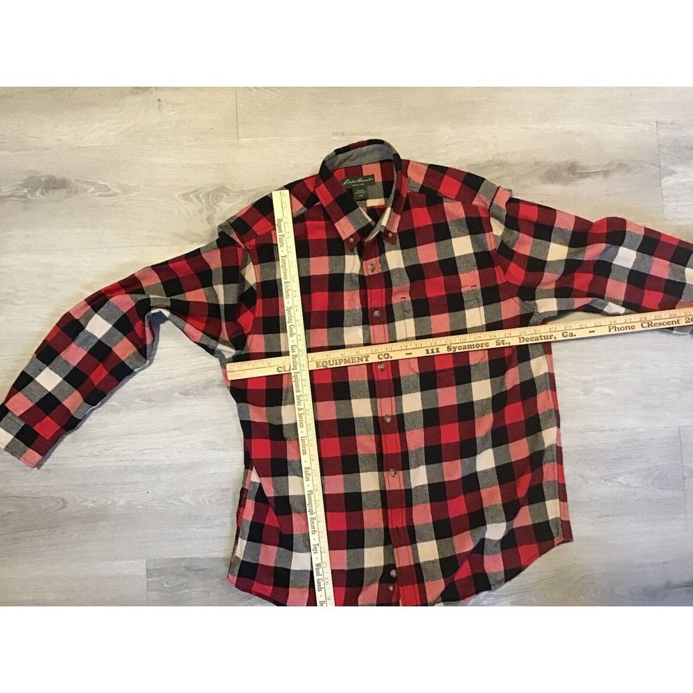 Eddie Bauer Flannel Long Sleeve Button Down Up Shirt Mens Size Large Red - Picture 4 of 5
